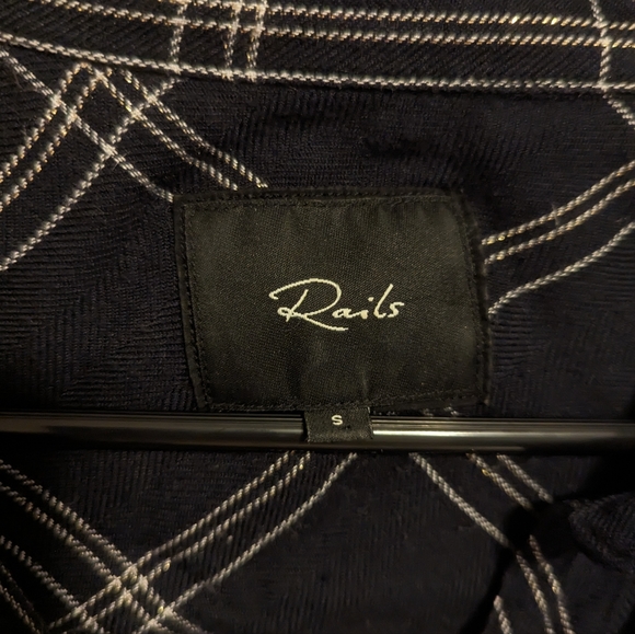 Rails Hunter Plaid Pocket Button-Down Shirt Black silver size small - Picture 9 of 10